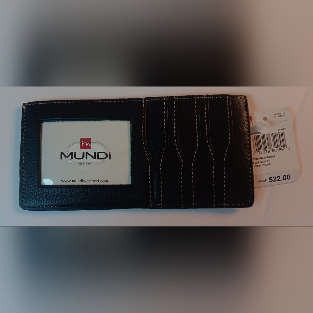 Mundi Black Leather Wallet Sleeve,